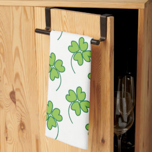 St Patricks Day Lucky Four Leaf Clover Kitchen Towel