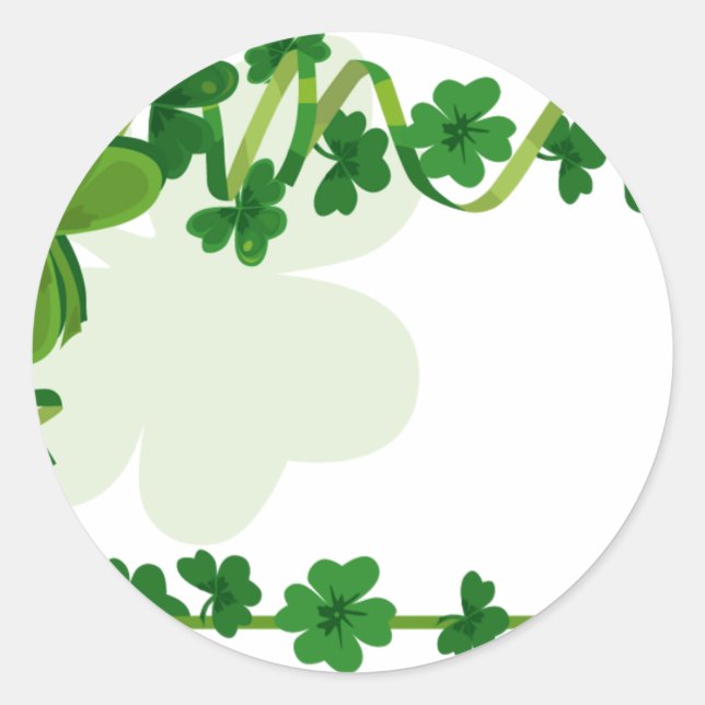 St. Patrick's Day Lucky Four Leaf Clover Shamrocks Classic Round Sticker (Front)