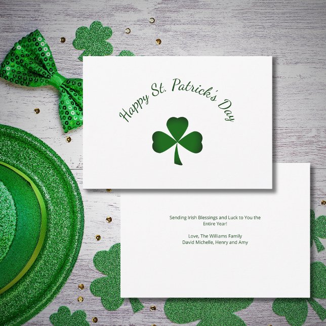 St. Patrick's Day Lucky Green Shamrock Holiday Card (Creator Uploaded)
