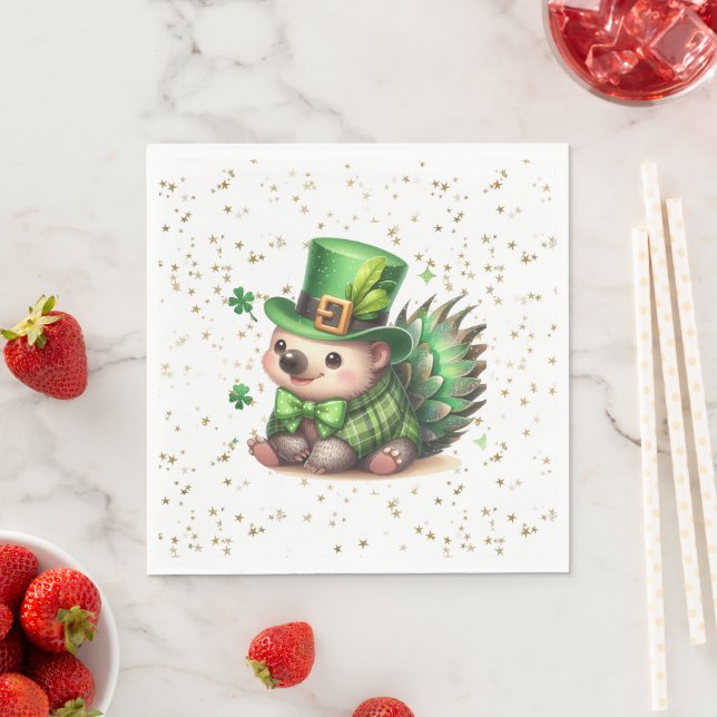 St. Patrick's Day Lucky Hedgehog Napkin (Insitu)