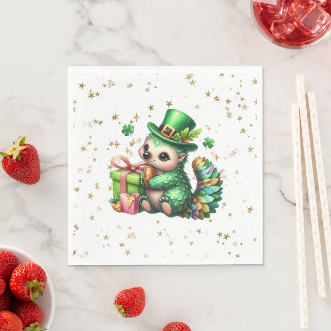 St. Patrick's Day Lucky Hedgehog Napkin (Insitu)