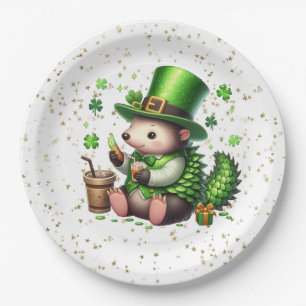 St. Patrick's Day Lucky Hedgehog Paper Plate
