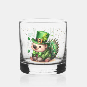 St. Patrick's Day Lucky Hedgehogs Whiskey Glass