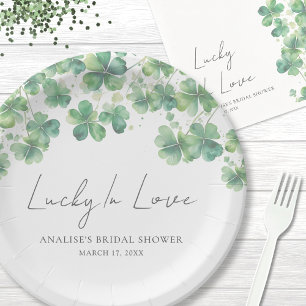 St. Patrick's Day Lucky In Love Bridal Shower Paper Plate