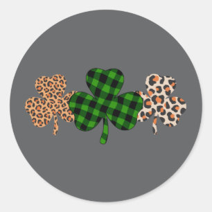 St Patricks Day Lucky Irish Green Plaid Shamrock  Classic Round Sticker