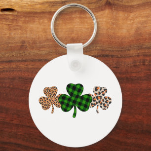 St Patricks Day Lucky Irish Green Plaid Shamrock  Keychain