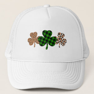 St Patricks Day Lucky Irish Green Plaid Shamrock Trucker Hat