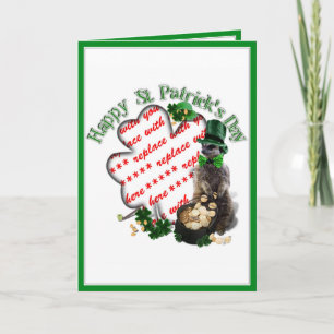 St Patrick's Day Lucky Meerkat Clover Frame Card