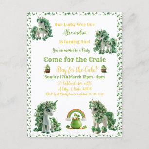 St Patricks Day Lucky One Unicorn Invitation  Postcard