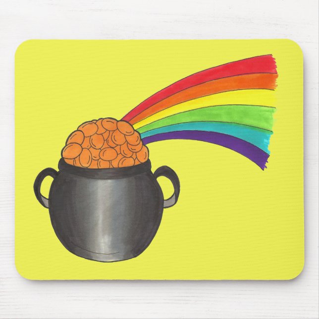 St. Patrick's Day Lucky Pot of Gold Rainbow Irish Mouse Pad (Front)