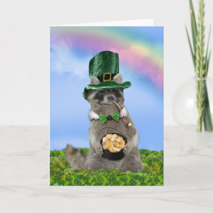 St Patrick's Day - Lucky Raccoon Card
