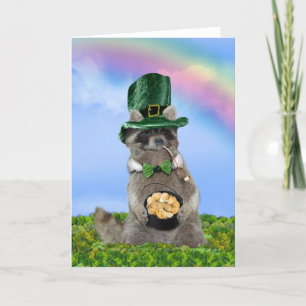 St Patrick's Day - Lucky Raccoon Card