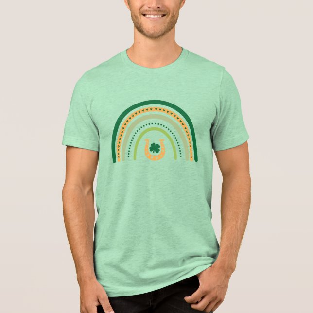 St. Patrick's Day Lucky Rainbow and Horseshoe Tri-Blend Shirt (Front)
