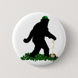 St Patrick's Day Lucky Sasquatch 2 Inch Round Button