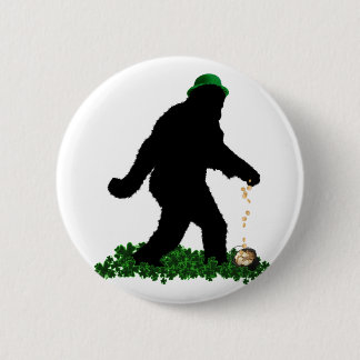 St Patrick's Day Lucky Sasquatch 2 Inch Round Button