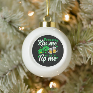 St Patrick's Day Lucky Shamrock  Ceramic Ball Christmas Ornament