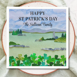 St Patrick's Day Lucky Shamrock Custom Name Napkin