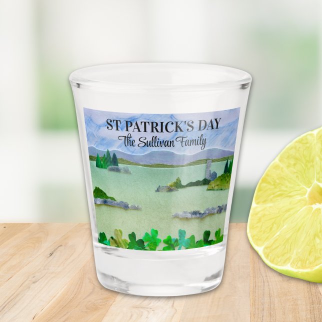 St Patrick's Day Lucky Shamrock Custom Name Shot Glass (Creator Uploaded)