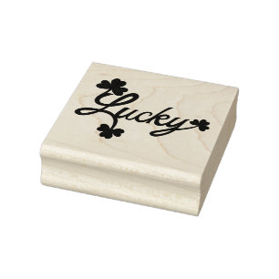 St, Patricks Day Lucky Shamrock Green Clover Leaf Rubber Stamp