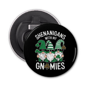 St Patricks Day Lucky Shamrock Leopard Gnomes Bottle Opener