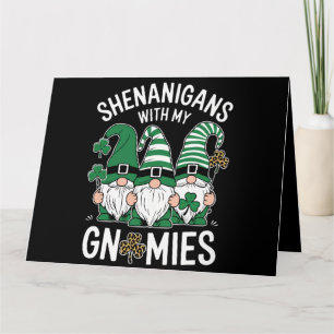 St Patricks Day Lucky Shamrock Leopard Gnomes  Card