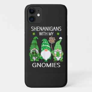 St Patricks Day Lucky Shamrock Leopard Gnomes  iPhone 11 Case