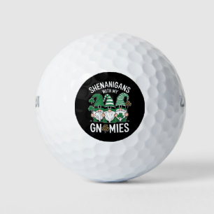 St Patricks Day Lucky Shamrock Leopard Gnomes  Golf Balls