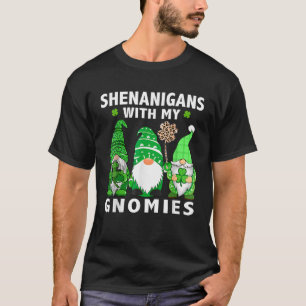 St Patricks Day Lucky Shamrock Leopard Gnomes Iris T-Shirt