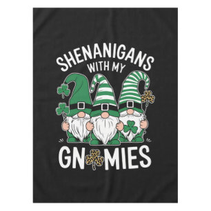 St Patricks Day Lucky Shamrock Leopard Gnomes Tablecloth
