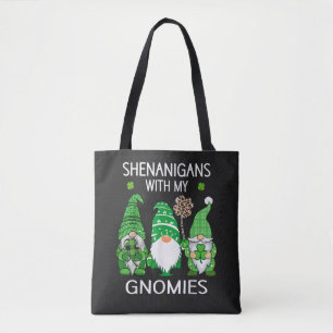 St Patricks Day Lucky Shamrock Leopard Gnomes Tote Bag