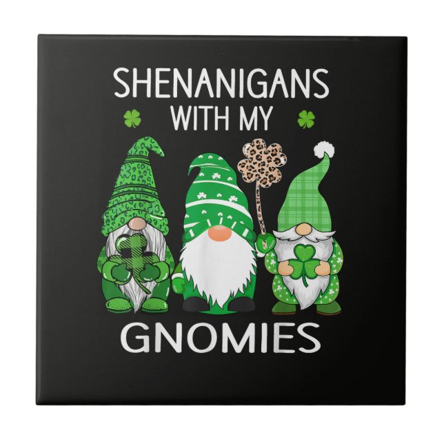 St Patricks Day Lucky Shamrock Leopard Tile (Front)