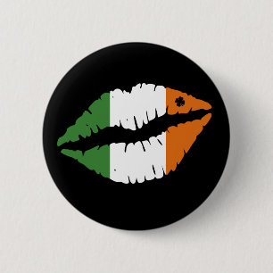 St Patrick's Day Lucky Shamrock Lips Irish 2 Inch Round Button