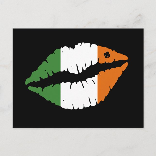 St Patrick's Day Lucky Shamrock Lips Irish Postcard (Front)