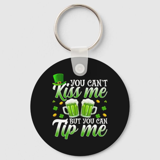 St Patricks Day Lucky Shamrock Waitress Rtender Wa Keychain (Front)