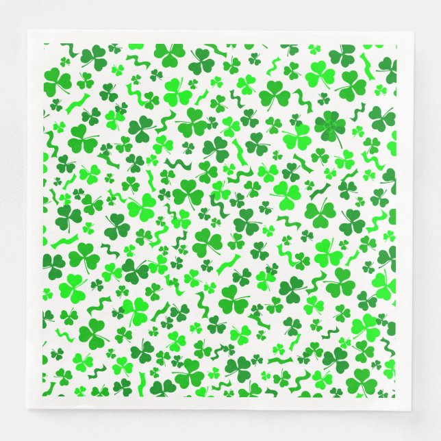 St Patrick's Day Lucky Shamrocks Confetti Pattern Napkin (Front)