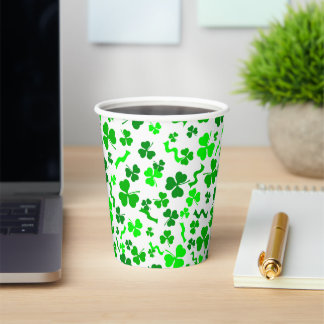 St Patrick's Day Lucky Shamrocks Confetti Pattern Paper Cups