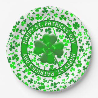 St Patrick's Day Lucky Shamrocks Personalized Paper Plate
