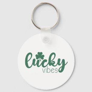 St. Patrick's Day Lucky Vibes with Green Clover Keychain