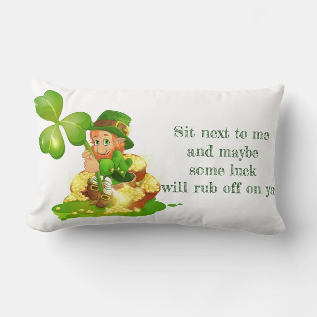 St. Patrick's Day Lumbar Pillow-Leprechaun Pillow (Front)