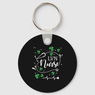 St patrick's day lvn nurse irish shamrock st paddy keychain