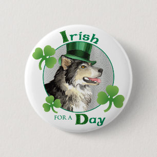 St. Patrick's Day Malemute 2 Inch Round Button