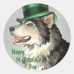 St. Patrick's Day Malemute Classic Round Sticker