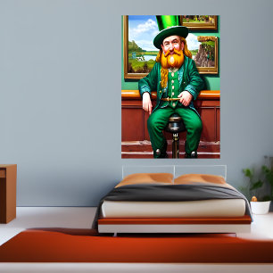 St. Patrick's Day man in green clothes   AI Art  Poster
