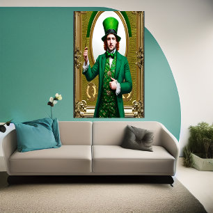 St. Patrick's Day man wearing green AI Art Poster