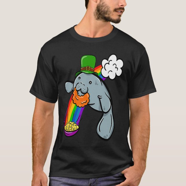 St Patrick's Day Manatee Leprechaun Cute  Boys Gir T-Shirt (Front)