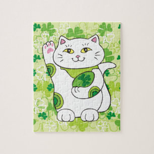 St. Patrick's Day Maneki Neko (Lucky Cat) Jigsaw Puzzle