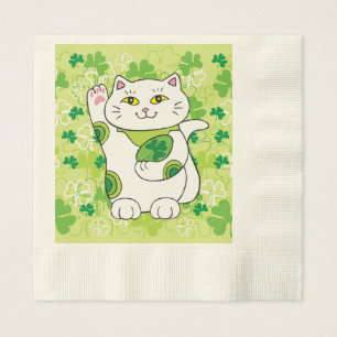 St. Patrick's Day Maneki Neko (Lucky Cat) Napkin