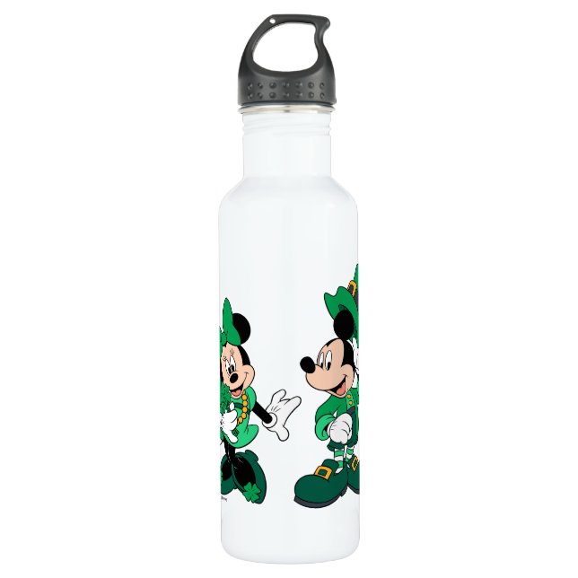 St. Patrick's Day Mickey and Minnie 710 Ml Water Bottle (Front)
