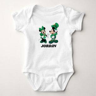 St. Patrick's Day Mickey and Minnie Baby Bodysuit