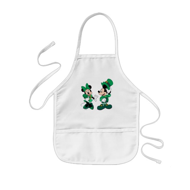 St. Patrick's Day Mickey and Minnie Kids Apron (Front)